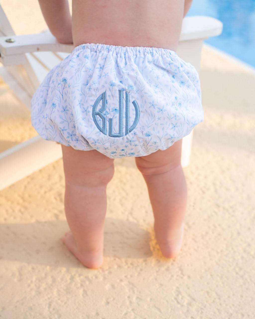 Blue Floral Swim Bloomer   Monogram