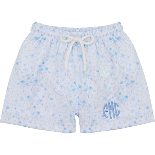 Blue Floral Swim Trunks   Monogram