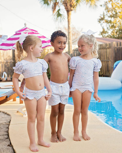 Blue Floral Swim Trunks   Monogram