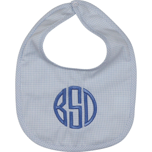 Blue Gingham Bib Monogram