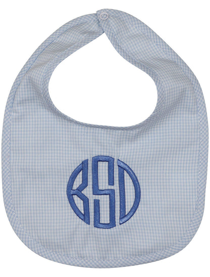 Blue Gingham Bib Monogram