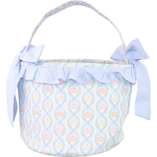 Blue Gingham Pumpkin Print Bucket  Smocked Threads