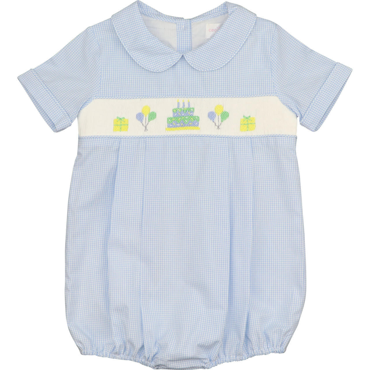  Blue Gingham Smocked Birthday Bubble  Smocked Threads