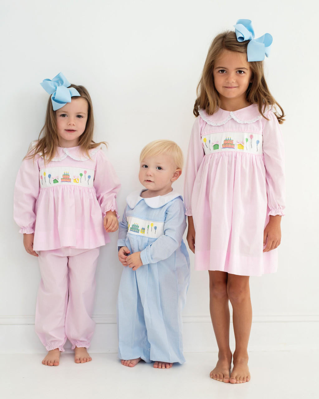 Blue Gingham Smocked Birthday Long Romper  Smocked Threads