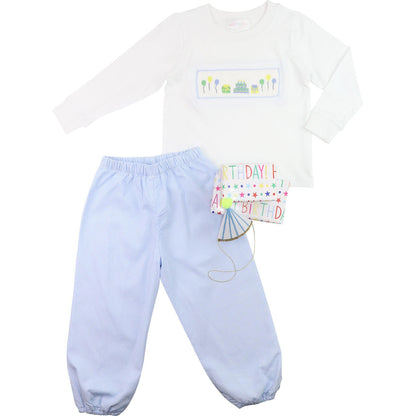 Blue Gingham Smocked Birthday Pant Set  Smocked Threads