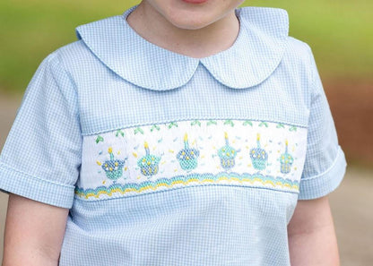 Blue Gingham Smocked Cupcake Short Set  Smocked Threads