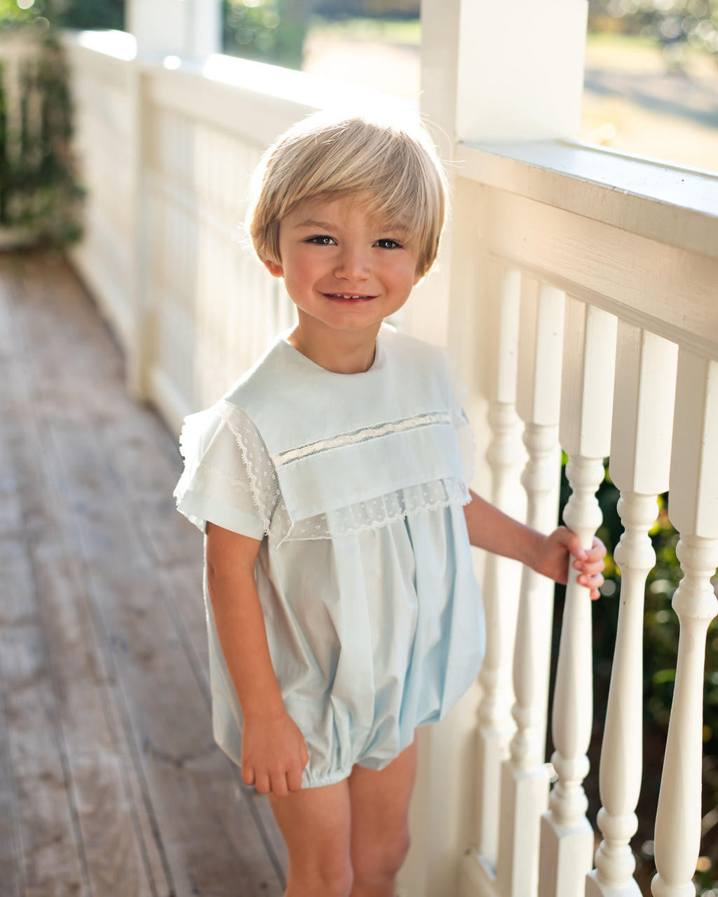 Blue Heirloom Boys Bubble   Smocked Threads