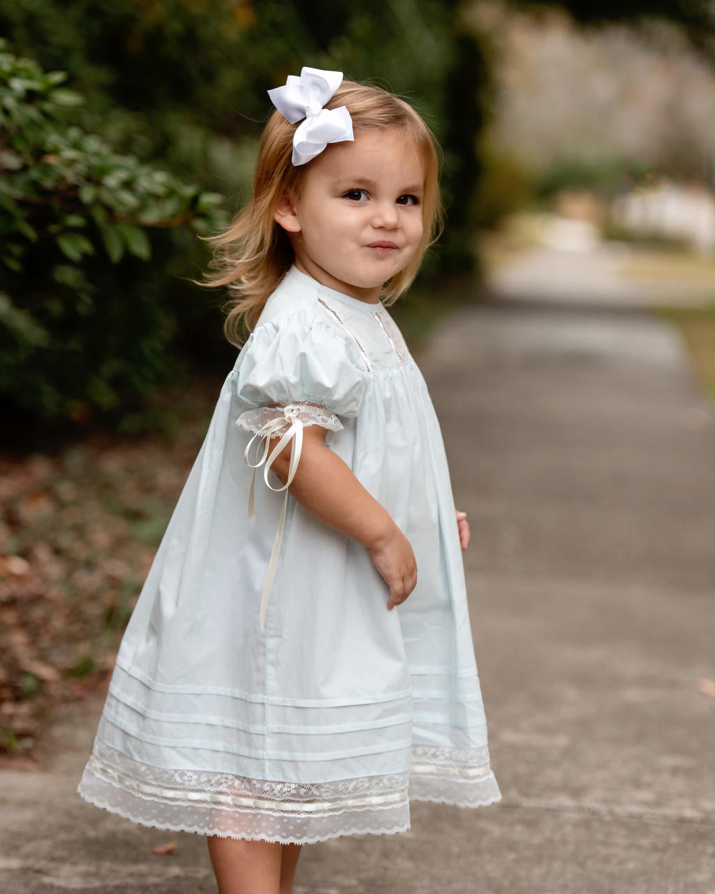 Blue Heirloom Lace Dress   Smocked Threads