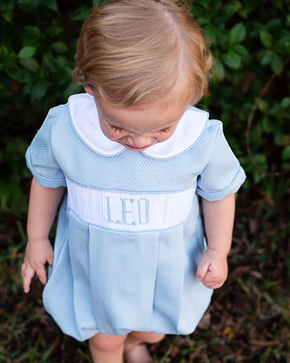 Blue Honeycomb Custom Smocked Bubble  Monogram