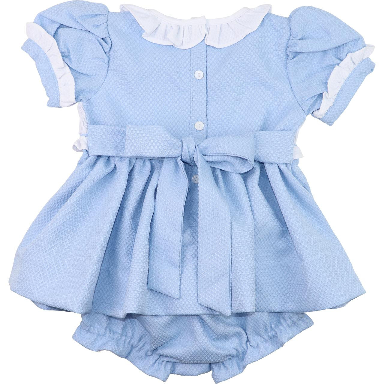 Blue Honeycomb Custom Smocked Diaper Set  Monogram