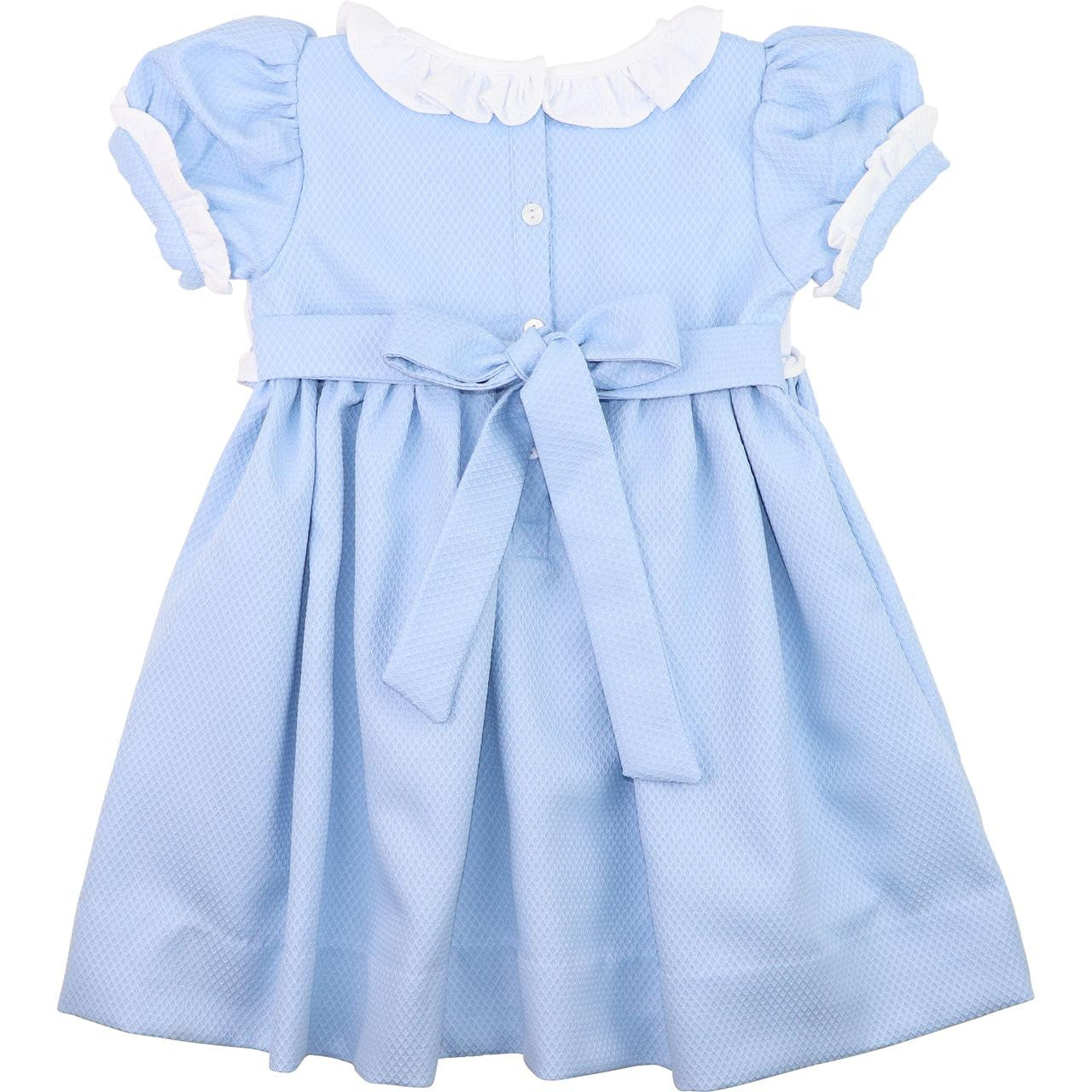 Blue Honeycomb Custom Smocked Dress  Monogram