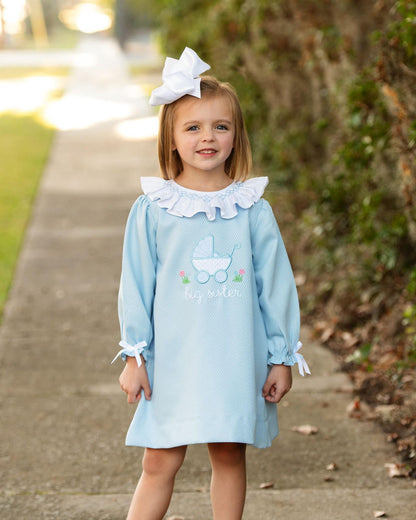 Blue Honeycomb Embroidered Smocked Big Sister Dress  Smocked Threads