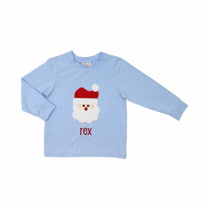 Blue Knit Applique Santa Shirt - Shipping Mid October  Monogram