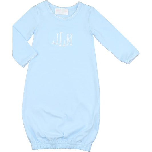 Blue Knit Baby Sleep Gown Monogram