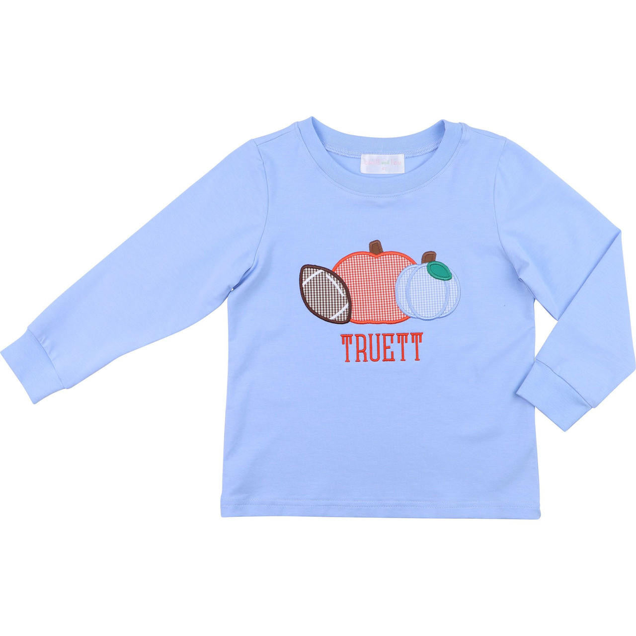 Blue Knit Football And Pumpkin Shirt  - Shipping Mid October  Monogram