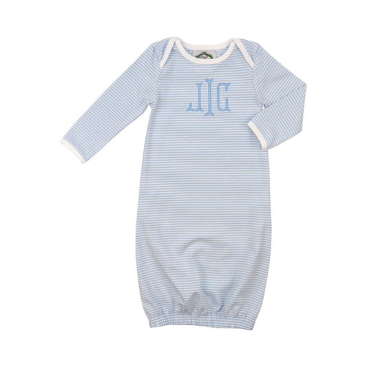 Blue Knit Stripe Sleep Gown  Monogram