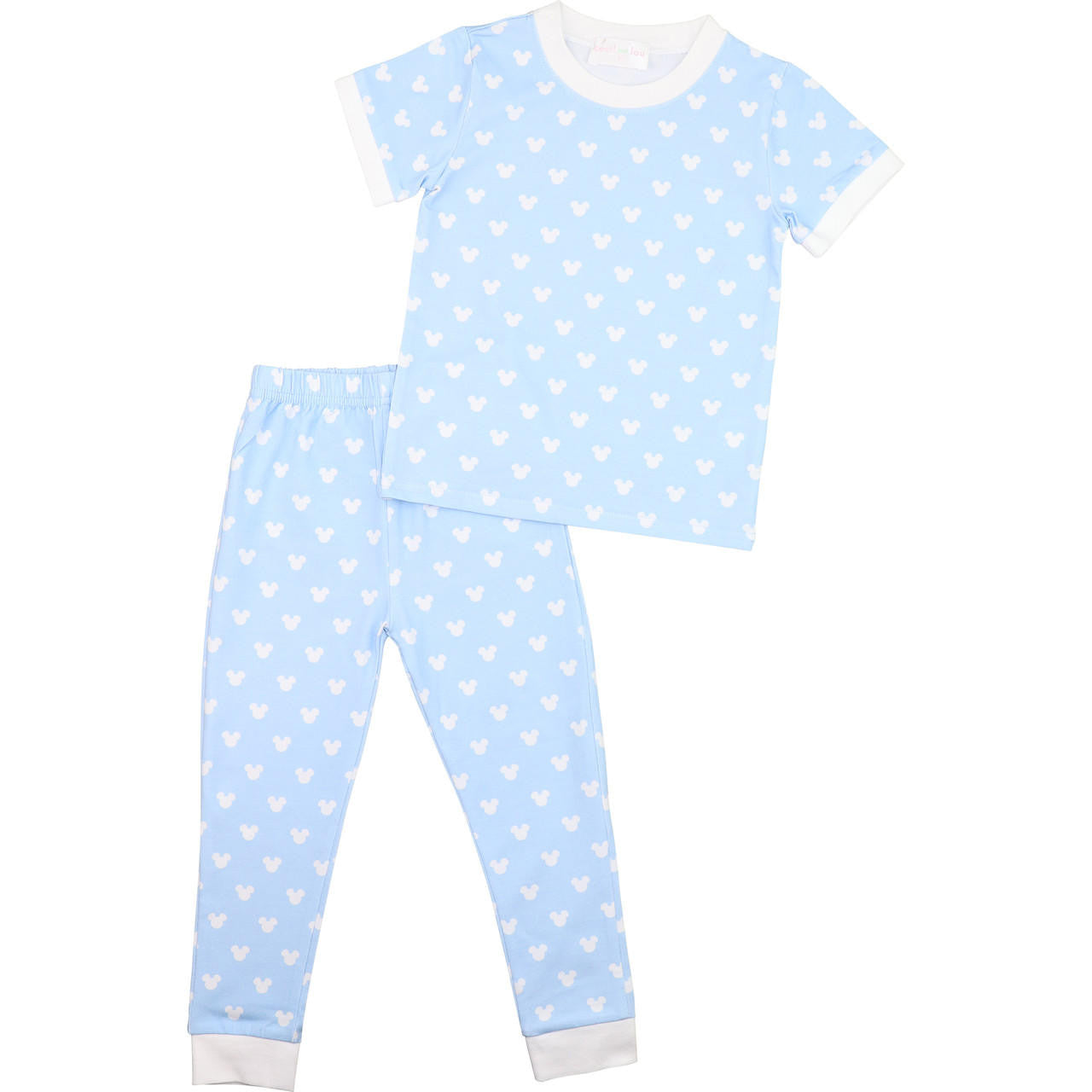 Blue Mouse Ears Print Knit Pajamas  