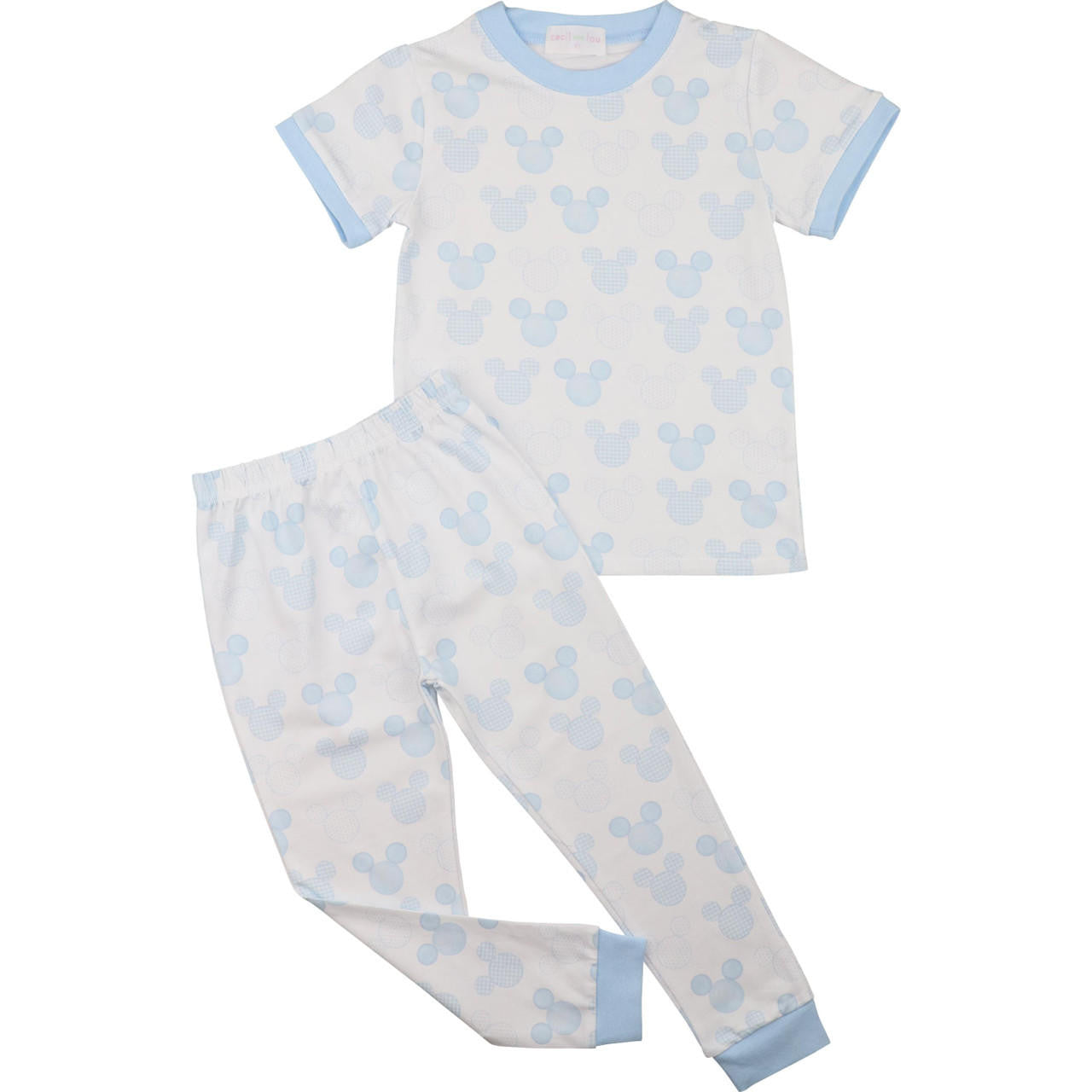 Blue Mouse Ears Print Pajamas  Smocked Threads