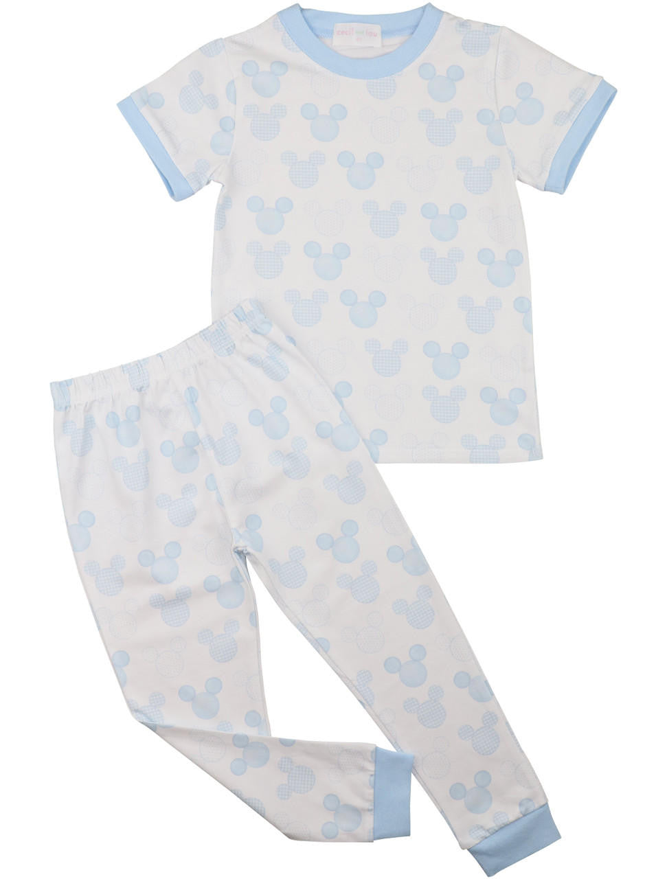 Blue Mouse Ears Print Pajamas  Smocked Threads