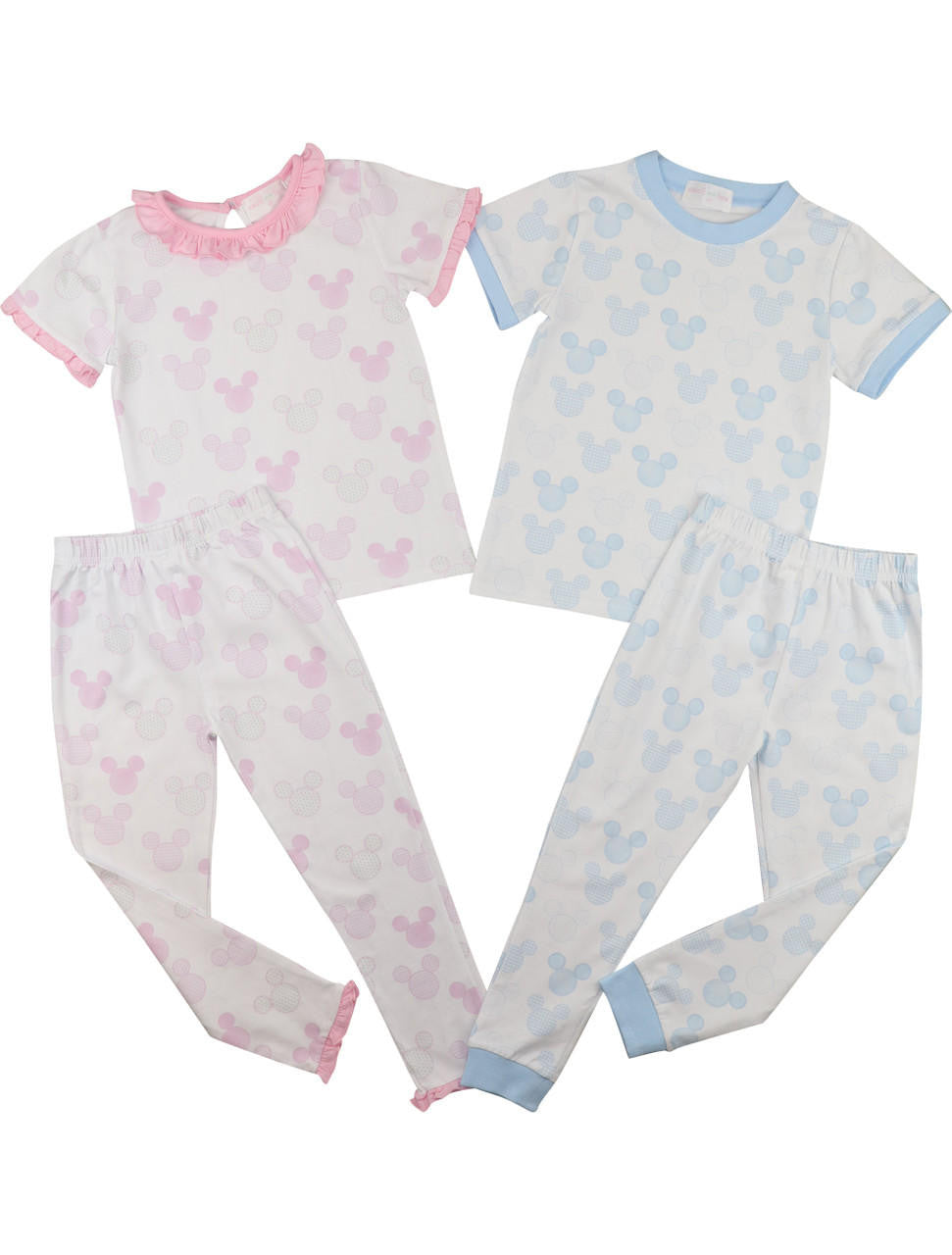 Blue Mouse Ears Print Pajamas  Smocked Threads