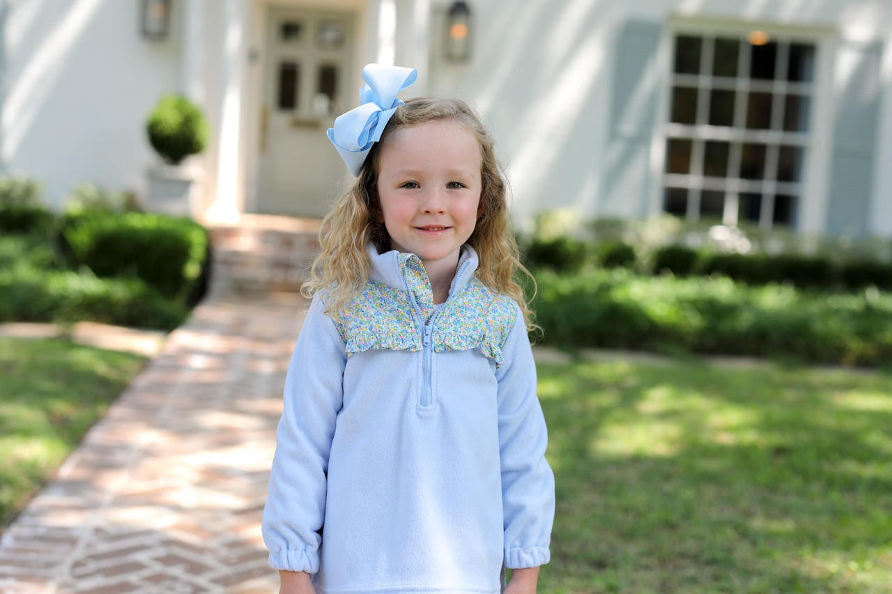 Blue Petite Floral Fleece Pullover - Shipping Late September  Cecil and Lou