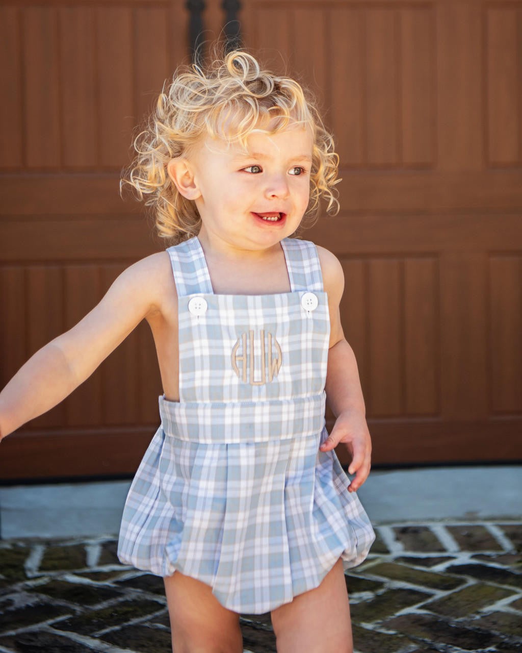 Blue And Khaki Plaid Bubble