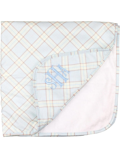 Blue Plaid Hooded Towel Monogram