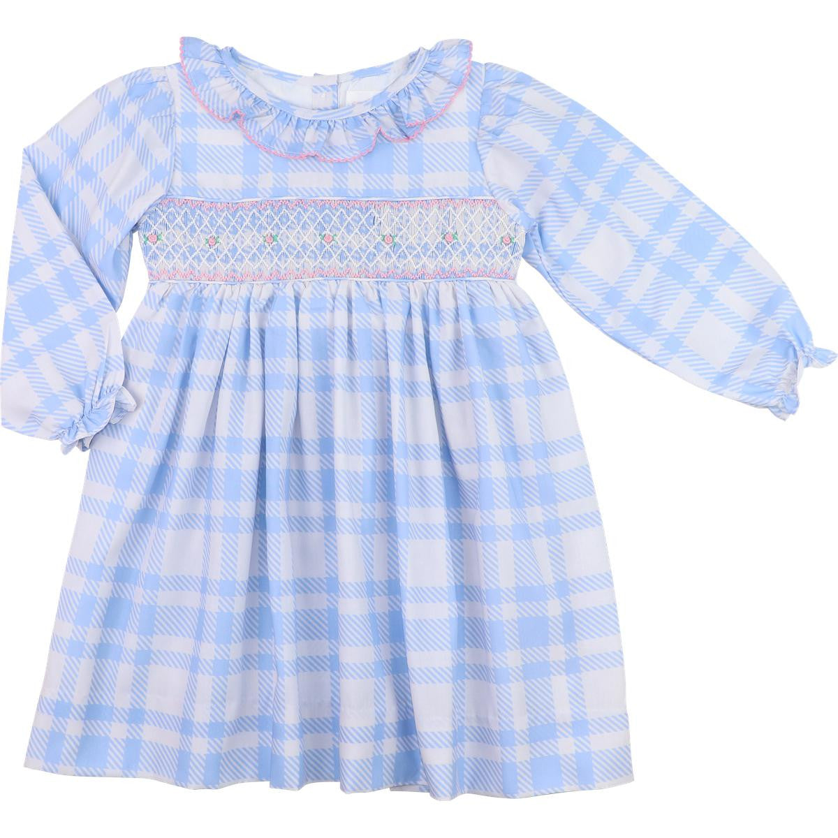 Blue Plaid Smocked Rosebud Dress  Smocked Threads