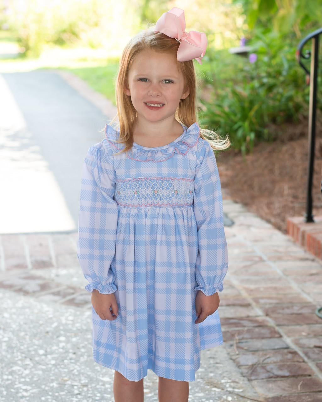 Blue Plaid Smocked Rosebud Dress  Smocked Threads