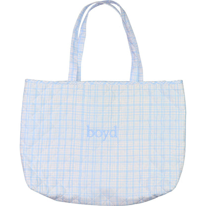 Blue Plaid Tote Monogram