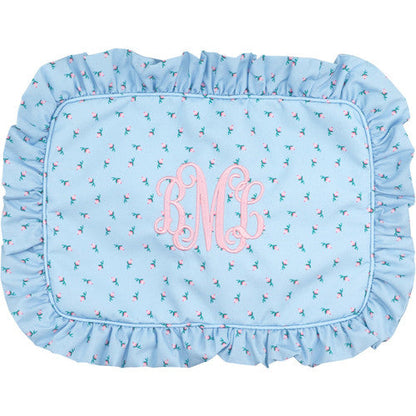 Blue Rosebud Ruffle Pouch