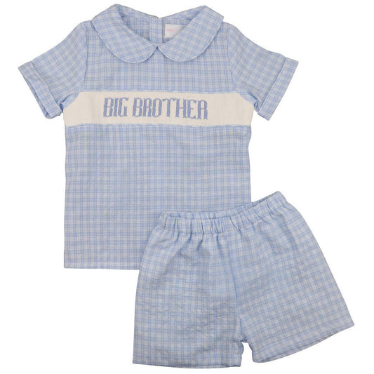 Blue Smocked Big Brother Short Set  Smocked Threads