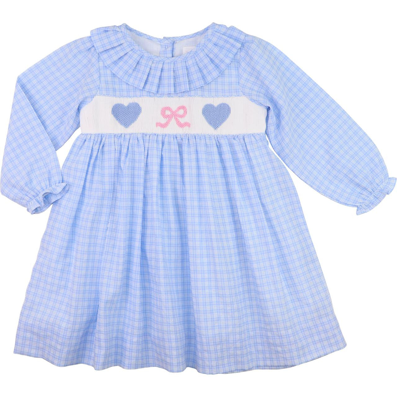 Blue Smocked Hearts And Bow Dress  Eliza James Kids