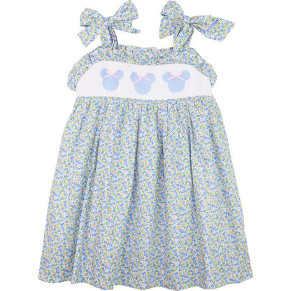 Blue Smocked Mouse Ears Floral Dress  Smocked Threads