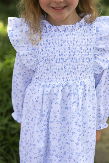 Blue Smocked Petite Floral Dress - Shipping Early October  Smocked Threads