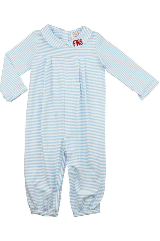 Blue Stripe Knit Long Romper - Shipping Early October  Monogram