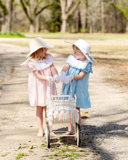 Blue Swiss Dot Embroidered Big Sister Dress  Smocked Threads