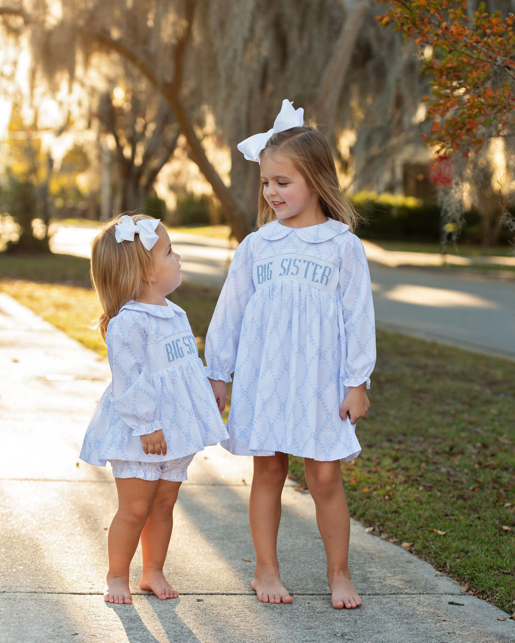 Blue Trellis Smocked Big Sister Dress  Smocked Threads