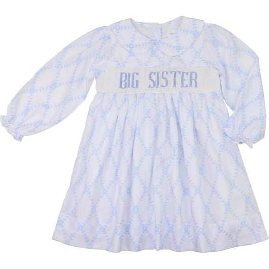 Blue Trellis Smocked Big Sister Dress  Smocked Threads