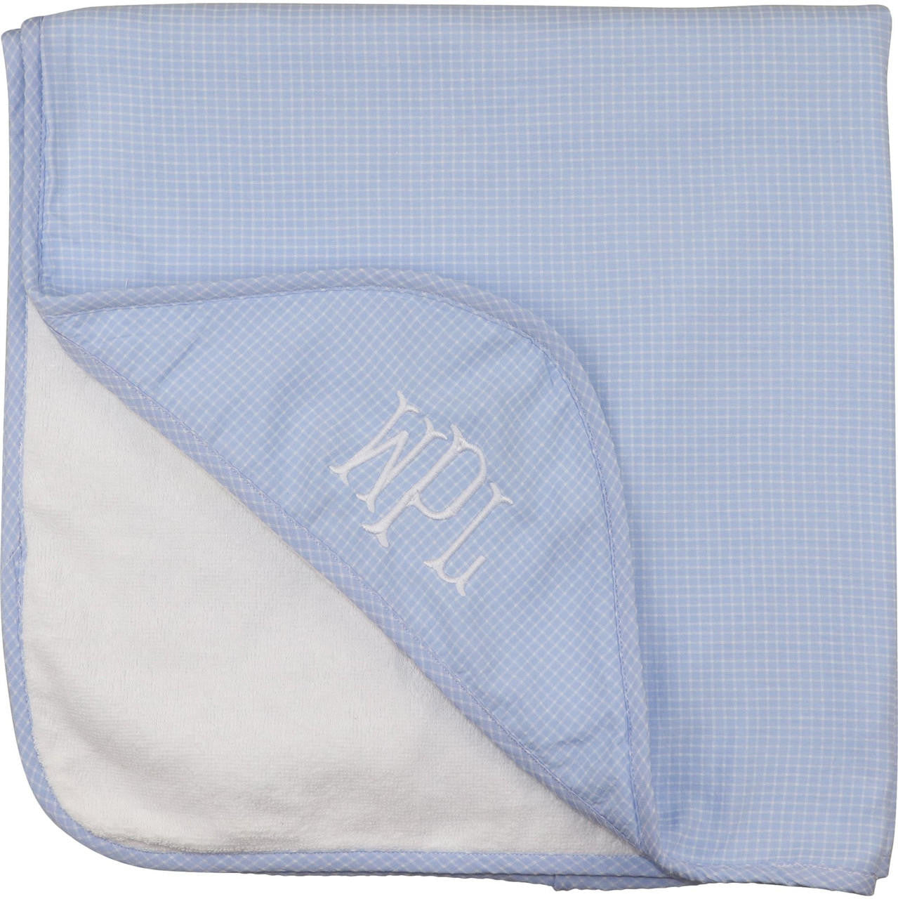 Blue Windowpane Hooded Towel Monogram