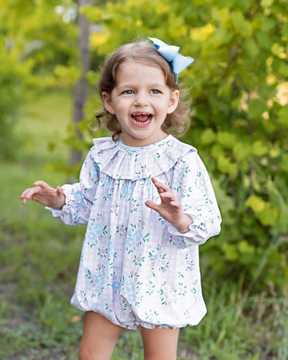 Pink And Blue Knit Floral Bubble