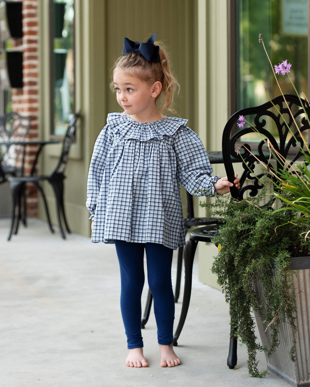 Blue And Navy Plaid Legging Set