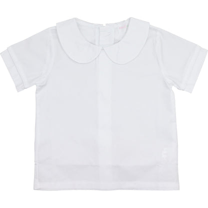 Boys White Peter Pan Shirt Smocked Threads