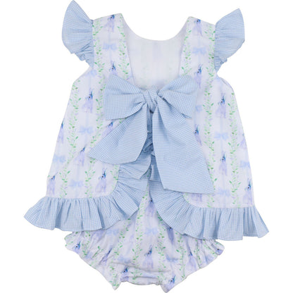 Blue Bunny Tie Back Diaper Set