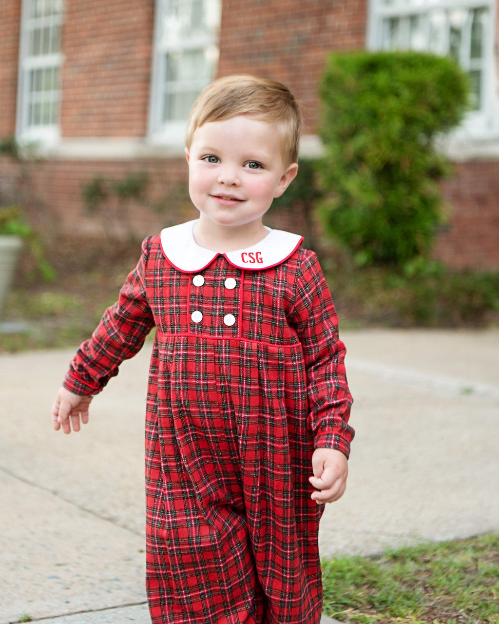 Red Tartan Plaid Flannel Long Romper