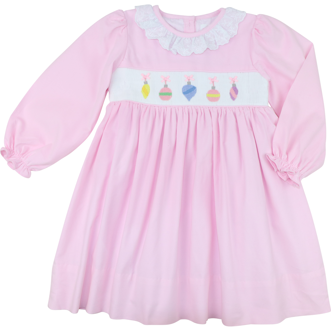 Pink Corduroy Smocked Christmas Ornaments Dress