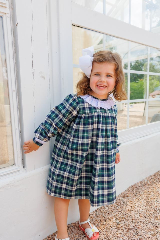 Navy And Green Plaid Flannel Dress