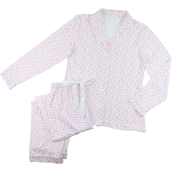 Women's Pink Heart Print Knit Pajamas