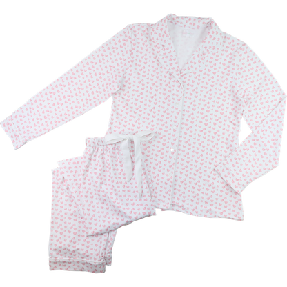 Women's Pink Heart Print Knit Pajamas