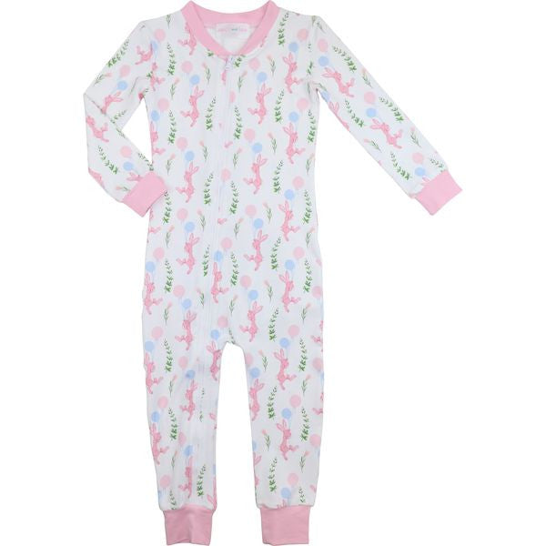 Pink Bunny And Balloon Knit Zipper Pajamas